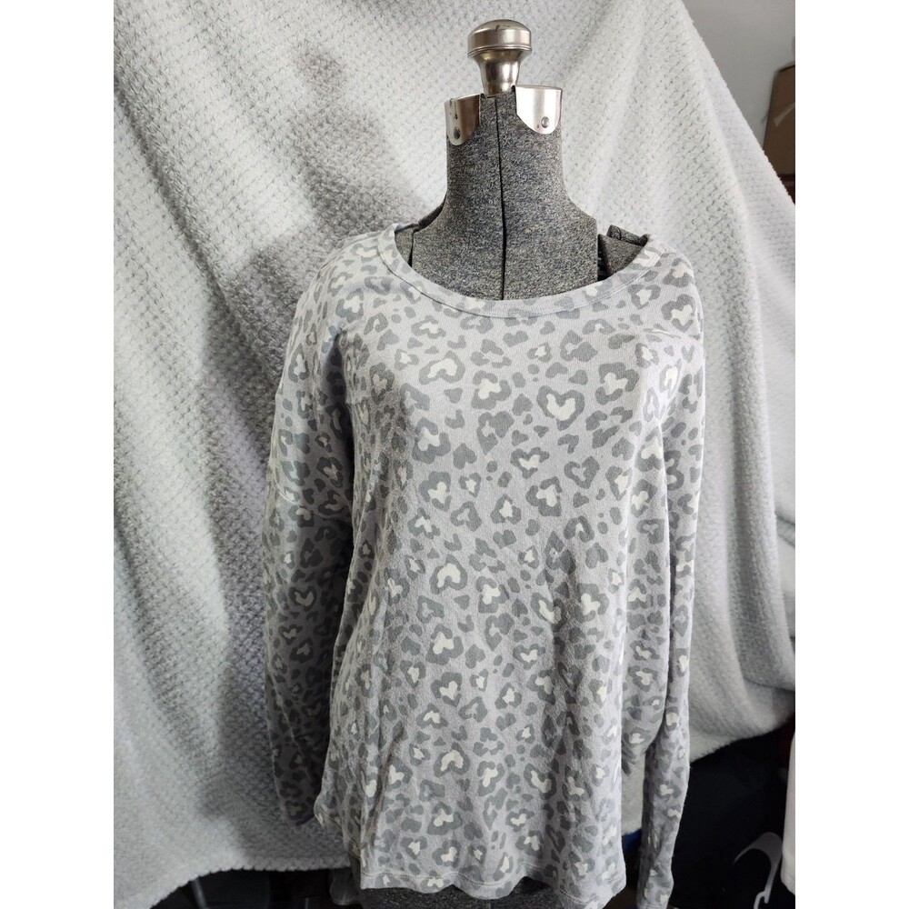 Lucky Brand Women's Gray Animal Print long Sleeve Shirt Size Large